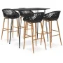 High table and 5-piece black bar stools by , Furniture sets for kitchens and dining rooms - Ref: Foro24-3057378, Price: 361,6...