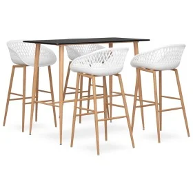 High table and 5-piece bar stools set in black and white by , Furniture sets for kitchens and dining rooms - Ref: Foro24-3057...
