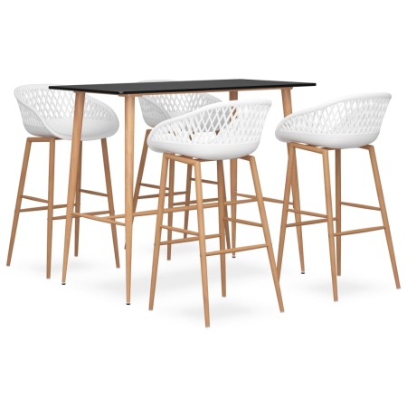 High table and 5-piece bar stools set in black and white by , Furniture sets for kitchens and dining rooms - Ref: Foro24-3057...