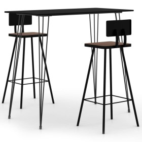 Mesa alta y taburetes de bar 3 piezas negro