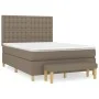 Box spring bed with taupe gray fabric mattress 140x190 cm by , Beds and slatted bases - Ref: Foro24-3137473, Price: 548,09 €,...