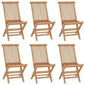 Sillas de jardín plegables 6 unidades madera maciza de teca