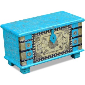 Baúl de almacenamiento madera de mango azul 80x40x45 cm de vidaXL, Baúles de almacenamiento - Ref: Foro24-243332, Precio: 195...