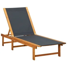 Solid acacia wood and textilene sun lounger by vidaXL, Loungers - Ref: Foro24-41745, Price: 158,17 €, Discount: %