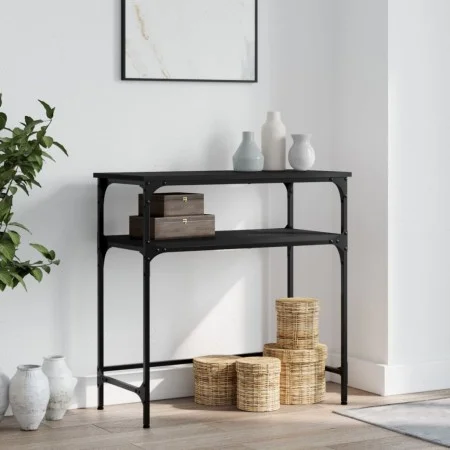 Black engineered wood console table 75x35.5x75 cm by , Side tables - Ref: Foro24-834050, Price: 46,48 €, Discount: %
