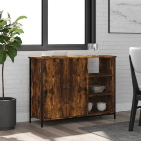 Smoked oak engineered wood sideboard 100x33x75 cm by , Sideboards - Ref: Foro24-835551, Price: 78,11 €, Discount: %