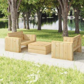 Set de muebles de jardín 3 pzas madera maciza pino impregnada