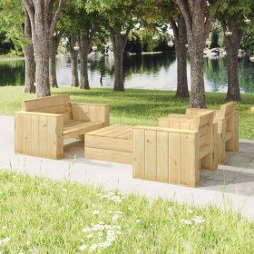 Set de muebles de jardín 4 pzas madera maciza pino impregnada