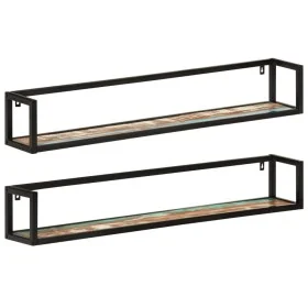 Wandregale 2 Stück Massivholz Mango Eisen 110x17x17 cm von , Regale und Regale - Ref: Foro24-353793, Preis: 86,68 €, Rabatt: %