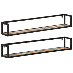 Wandregale 2 Stück Massivholz Mango Eisen 110x17x17 cm von , Regale und Regale - Ref: Foro24-353793, Preis: 88,43 €, Rabatt: %