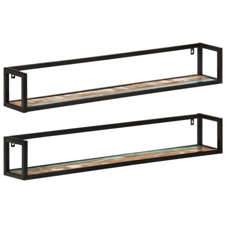 Wall shelves 2 pcs solid wood mango iron 110x17x17 cm by , Shelves and shelves - Ref: Foro24-353793, Price: 88,43 €, Discount: %