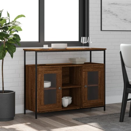 Brown oak engineered wood sideboard 100x35x80 cm by , Sideboards - Ref: Foro24-835508, Price: 96,95 €, Discount: %