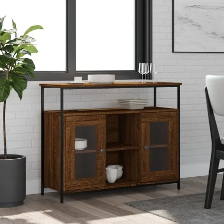Brown oak engineered wood sideboard 100x35x80 cm by , Sideboards - Ref: Foro24-835508, Price: 95,57 €, Discount: %