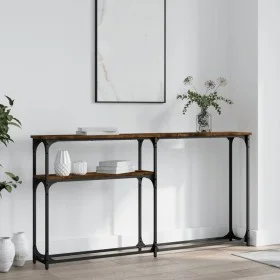 Smoked oak engineered wood console table 145x22.5x75 cm by , Side tables - Ref: Foro24-834097, Price: 47,08 €, Discount: %
