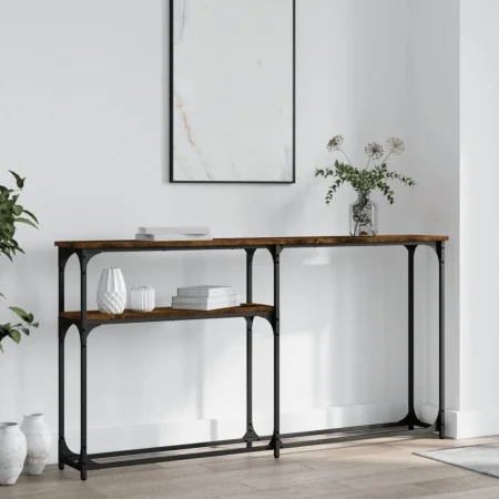 Mesa consola madera de ingeniería roble ahumado 145x22,5x75 cm de , Mesas auxiliares - Ref: Foro24-834097, Precio: 48,18 €, D...