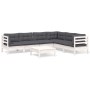 Muebles de jardín 8 pzas con cojines blanco madera de pino