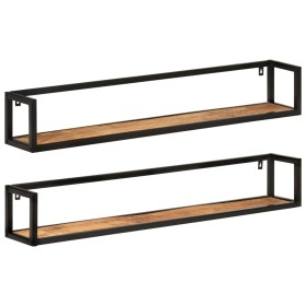 Wandregale 2 Stück Massivholz Mango Eisen 110x17x17 cm von , Regale und Regale - Ref: Foro24-353792, Preis: 92,12 €, Rabatt: %