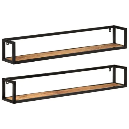 Estantes de pared 2 uds madera maciza mango hierro 110x17x17 cm de , Estantes y estanterías - Ref: Foro24-353792, Precio: 90,...