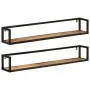 Estantes de pared 2 uds madera maciza mango hierro 110x17x17 cm de , Estantes y estanterías - Ref: Foro24-353792, Precio: 90,...