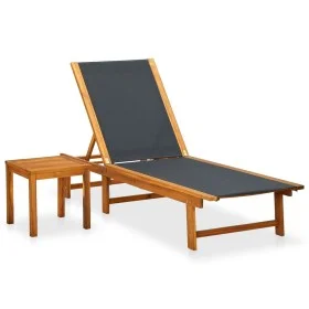 Lounger with table in solid acacia wood and textilene by vidaXL, Loungers - Ref: Foro24-41746, Price: 172,80 €, Discount: %