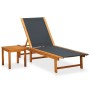 Lounger with table in solid acacia wood and textilene by vidaXL, Loungers - Ref: Foro24-41746, Price: 163,99 €, Discount: %