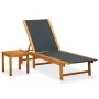 Lounger with table in solid acacia wood and textilene by vidaXL, Loungers - Ref: Foro24-41746, Price: 172,80 €, Discount: %