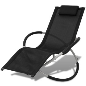 Tumbona geométrica de jardín acero negro y gris de vidaXL, Tumbonas - Ref: Foro24-42400, Precio: 104,33 €, Descuento: %