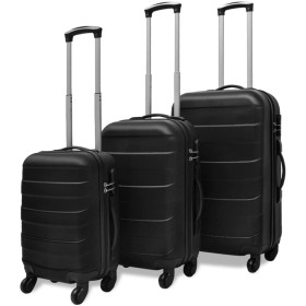 Juego de maletas trolley rígidas 3 piezas negro 45,5/55/66 cm