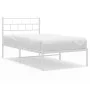 Metal bed frame with white headboard 100x190 cm by , Beds and slatted bases - Ref: Foro24-355702, Price: 60,45 €, Discount: %