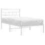 Metal bed frame with white headboard 100x190 cm by , Beds and slatted bases - Ref: Foro24-355702, Price: 60,45 €, Discount: %
