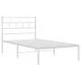 Metal bed frame with white headboard 100x190 cm by , Beds and slatted bases - Ref: Foro24-355702, Price: 60,45 €, Discount: %