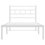 Metal bed frame with white headboard 100x190 cm by , Beds and slatted bases - Ref: Foro24-355702, Price: 60,45 €, Discount: %
