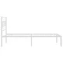 Metal bed frame with white headboard 100x190 cm by , Beds and slatted bases - Ref: Foro24-355702, Price: 60,45 €, Discount: %