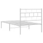 Metal bed frame with white headboard 100x190 cm by , Beds and slatted bases - Ref: Foro24-355702, Price: 60,45 €, Discount: %