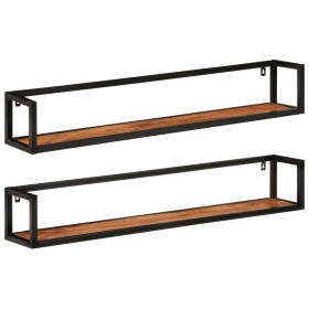 Estantes de pared 2 uds madera maciza mango hierro 110x17x17 cm de , Estantes y estanterías - Ref: Foro24-353794, Precio: 89,...