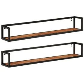 Wandregale 2 Stück Massivholz Mango Eisen 110x17x17 cm von , Regale und Regale - Ref: Foro24-353794, Preis: 87,37 €, Rabatt: %