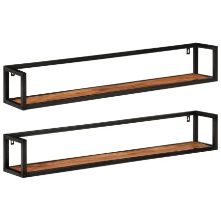 Wall shelves 2 pcs solid wood mango iron 110x17x17 cm by , Shelves and shelves - Ref: Foro24-353794, Price: 87,37 €, Discount: %