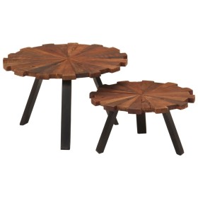 Coffee tables 2 units recycled solid wood and iron by , Coffee table - Ref: Foro24-356250, Price: 126,72 €, Discount: %