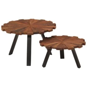 Coffee tables 2 units recycled solid wood and iron by , Coffee table - Ref: Foro24-356250, Price: 124,63 €, Discount: %