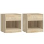 Nightstands 2 units with one drawer and oak shelf by vidaXL, Nightstands - Ref: Foro24-242546, Price: 54,57 €, Discount: %