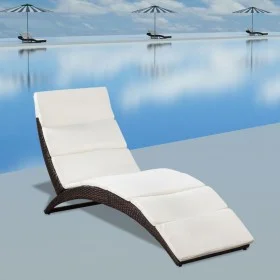 Folding sun lounger with brown synthetic rattan cushion by vidaXL, Loungers - Ref: Foro24-41808, Price: 159,72 €, Discount: %