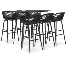 High table and bar stools 7 pieces black by , Furniture sets for kitchens and dining rooms - Ref: Foro24-3057389, Price: 600,...
