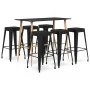 High table and bar stools 7 pieces black by , Furniture sets for kitchens and dining rooms - Ref: Foro24-3057471, Price: 682,...