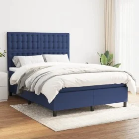 Box spring bed with blue fabric mattress 140x190 cm by , Beds and slatted bases - Ref: Foro24-3142095, Price: 500,13 €, Disco...
