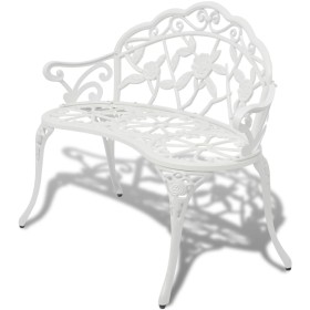 Banco de jardín de aluminio fundido blanco 100 cm de vidaXL, Bancos de jardín - Ref: Foro24-42167, Precio: 158,73 €, Descuent...