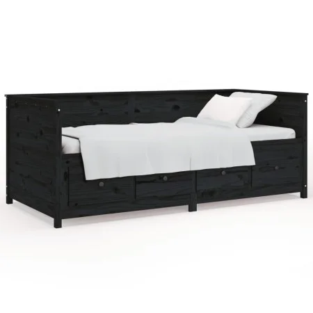 Schlafsofa aus massivem schwarzem Kiefernholz, 100 x 200 cm von , Betten und Lattenroste - Ref: Foro24-820900, Preis: 265,66 ...