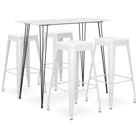 High table and 5-piece bar stools set in white by , Furniture sets for kitchens and dining rooms - Ref: Foro24-3057402, Price...