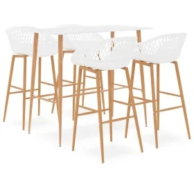 High table and 5-piece white bar stools by , Furniture sets for kitchens and dining rooms - Ref: Foro24-3057435, Price: 403,7...