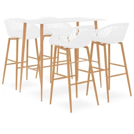 High table and 5-piece white bar stools by , Furniture sets for kitchens and dining rooms - Ref: Foro24-3057435, Price: 403,7...