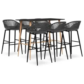 Stehtisch und Barhocker 7 Stück schwarz und grau von , Möbelsets für Küchen und Esszimmer - Ref: Foro24-3057475, Preis: 551,6...